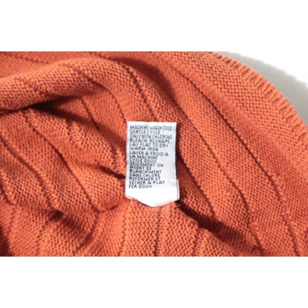 Talbots Vtg Made in Italy Women's Cotton Blend Orange Sweater M Cable Knit Chick - Picture 5 of 8